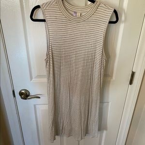 Alya Beige + Cream Striped Dress | Size Large